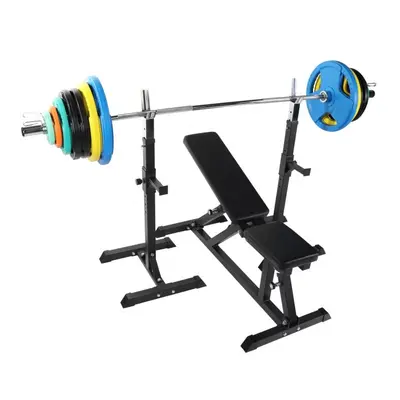 Gorilla Sports Posilovací lavice + nakládací set 127,5 kg