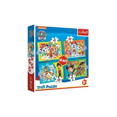 Puzzle 4v1 Šťastný tým Paw Patrol/Tlapková Patrola v krabici 28x28x6cm