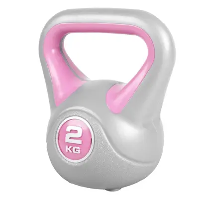 Gorilla Sports Kettlebell činka, vinylová, růžová, 2 kg