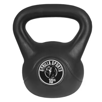 Gorilla Sports kettlebell činka, plast, černá, 10 kg