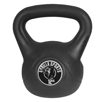 Gorilla Sports kettlebell činka, plast, černá, 12 kg