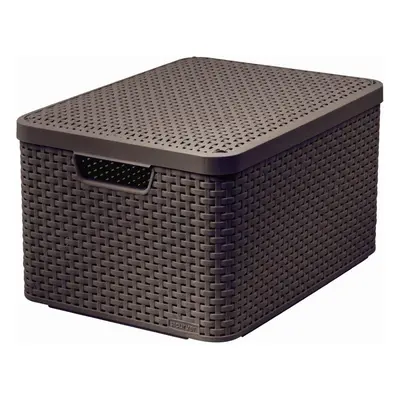 89662 Curver Úložný box s víkem Style L, 30L, tmavě hnědý