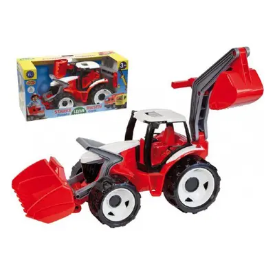 Teddies 48086 Traktor se lžící a bagrem plast červeno-bílý 65cm v krabici od 3 let