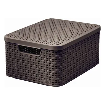 89659 Curver Úložný box s víkem Style M, 18L, tmavě hnědý