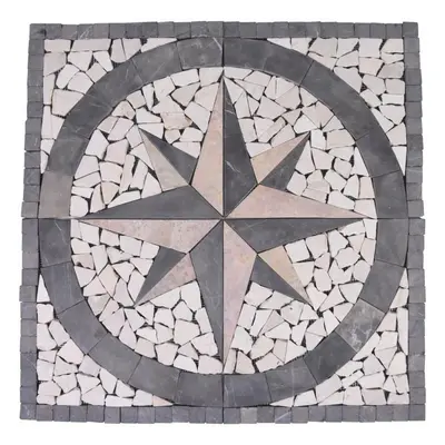 Mramorová mozaika, motiv Compass Star, 60 x 60 cm