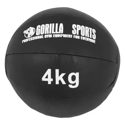 Gorilla Sports Kožený medicinbal, 4 kg, černý