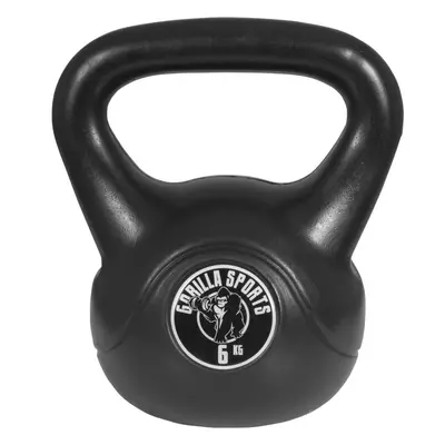 Gorilla Sports Kettlebell činka, plast, černá, 6 kg