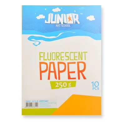 JUNIOR-ST - Dekorační papír A4 Fluo oranžový 250 g, sada 10 ks