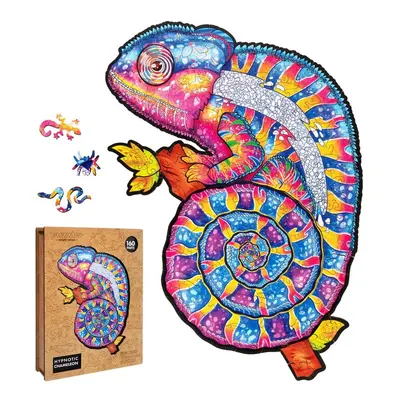 PUZZLER - Dřevěné Barevné Puzzle - Hypnotický Chameleon