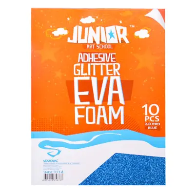 JUNIOR-ST - Dekorační pěna A4 EVA 10 ks modrá samolepicí glitter 2,0 mm