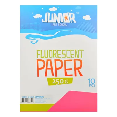 JUNIOR-ST - Dekorační papír A4 Fluo růžový 250 g, sada 10 ks