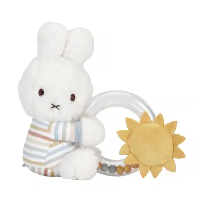 LITTLE DUTCH - Chrastítko s korálky králíček Miffy Vintage Proužky