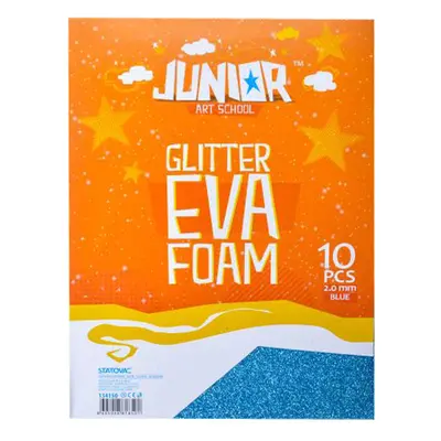 JUNIOR-ST - Dekorační pěna A4 EVA 10 ks modrá tloušťka 2,0 mm glitter