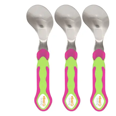 VITAL BABY - Ergonomické lžíce - 3kusy - nerez - růžovo-zelená