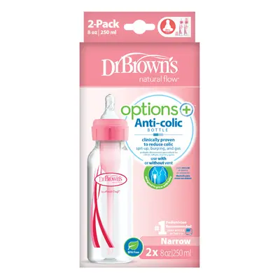 DR.BROWNS - Láhev antikolik Options+ úzká 2x250ml plast růžová (SB82305)