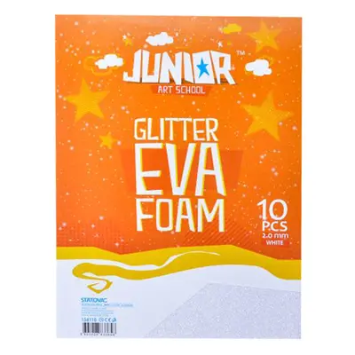 JUNIOR-ST - Dekorační pěna A4 EVA 10 ks bílá tloušťka 2,0 mm glitter