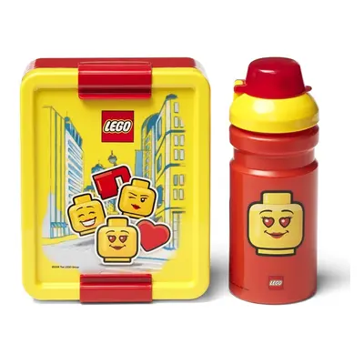 LEGO STORAGE - ICONIC Girl svačinový set (láhev a box) - žlutá/červená