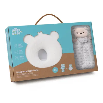 INTERBABY - SET MÉĎA - ergonomický polštářek + přítulka - šedý