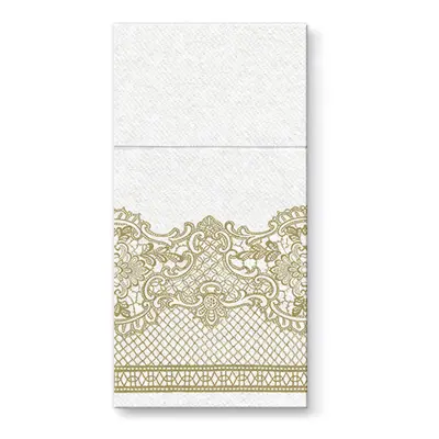 PAW - Kapsy na příbory AIRLAID 40x40cm Royal Lace Gold, 25 ks/bal