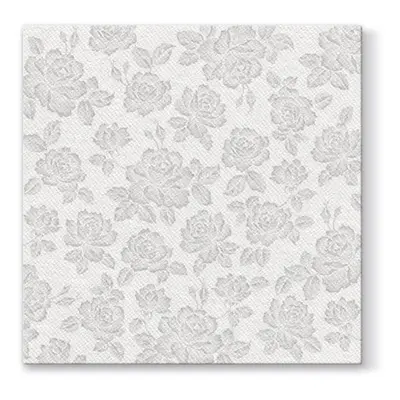 PAW - Ubrousky AIRLAID L 40x40cm Subtle Roses Silver