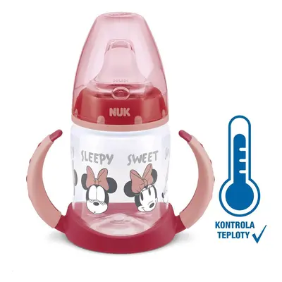 NUK - Kojenecká láhev na učení Disney Mickey s kontrolou teploty 150 ml červená