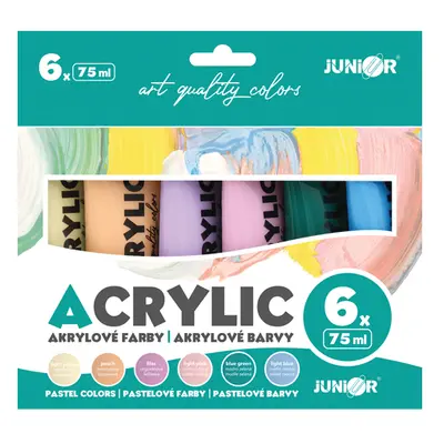 JUNIOR - Akrylové barvy 75 ml - 6 ks sada Pastel