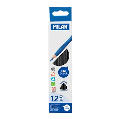 MILAN - Pastelky Ergo Grip trojhranné 12 ks, Black