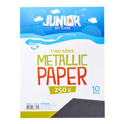 JUNIOR-ST - Dekorační papír A4 10 ks černý metallic 250 g