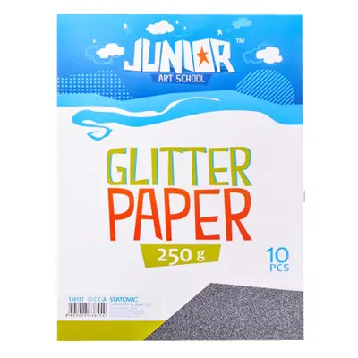 JUNIOR-ST - Dekorační papír A4 10 ks černý glitter 250 g