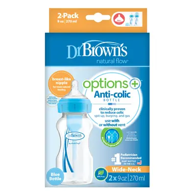 DR.BROWNS - Láhev antikolik Options+ široké hrdlo 2x270ml plast modrá (WB92602)