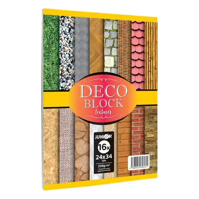 JUNIOR - Složka dekoračního papíru (výkresů) DECO BLOCK 16 listů /16 vzorů, 250g/m2