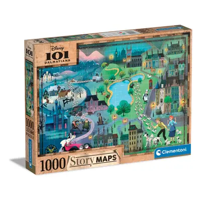 CLEMENTONI - Puzzle 1000 dílků - Disney mapa 101 Dalmatinů