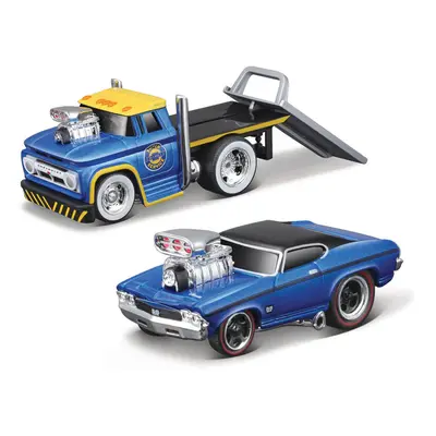 MAISTO - Muscle Transports - 1966 Chevrolet C60 Flatbed 1969 Chevrolet Chevelle SS 396, 1:64