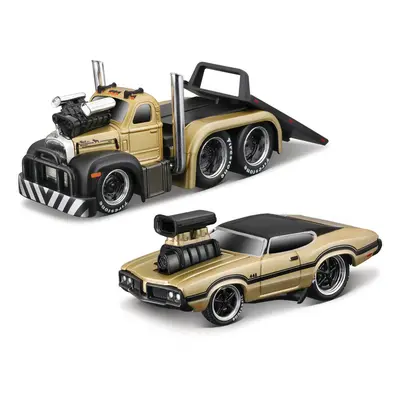 MAISTO - Muscle Transports - 1953 MACK B-61 Flatbed 1970 Oldsmobile 442, 1:64