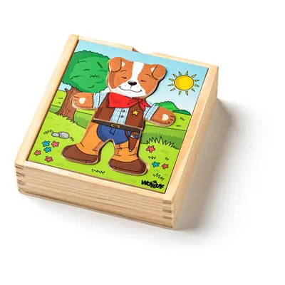 WOODY - Puzzle šatní skříň Pejsek, 18 dílů