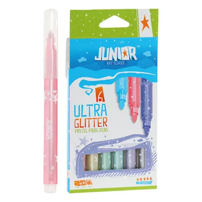 JUNIOR-ST - Fixy JUNIOR ultra glitter pastelové barvy - sada 6 ks