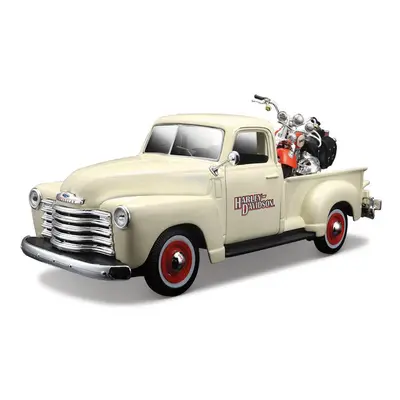 MAISTO - Harley-Davidson Custom, 1950 Chevrolet 3100 Pickup + 2001 FLSTS Heritage Springer, 1:24