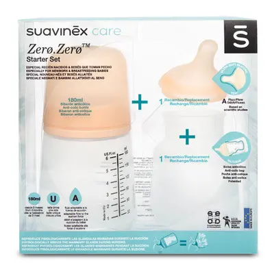 SUAVINEX - ANTIKOLIKOVÁ LÁHVIČKA ZERO ZERO 180 ml A - SADA