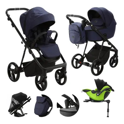 ADAMEX - Kočárek kombinovaný Blanc Standard Blue + KIDDY Evoluna i-size 2 + základna