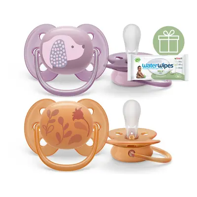 PHILIPS AVENT - Šidítko Ultrasoft Premium Zvířátko 6-18m dívka, 2 ks+WW Soapberry 60ks