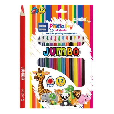 JUNIOR - Pastelky Ocean World trojhranné JUMBO 12 ks + ořezávátko