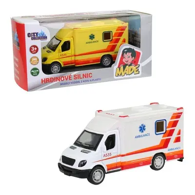 MADE - Ambulance kovová, zpětný chod, 11,8 cm