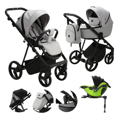 ADAMEX - Kočárek kombinovaný Blanc Standard Grey + KIDDY Evoluna i-size 2 + základna