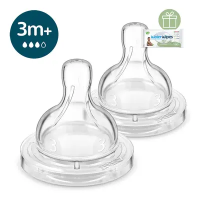 PHILIPS AVENT - Dudlík na láhev Anti-colic střední průtok 3m+, 2 ks+WW Soapberry 60ks