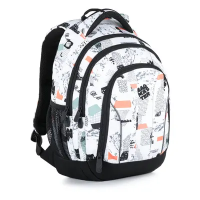 BAGMASTER - Školní batoh Supernova 21 A White /Black /Orange