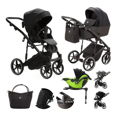 ADAMEX - Kočárek kombinovaný Mobi New Lux Black + KIDDY Evoluna i-size 2 + základna