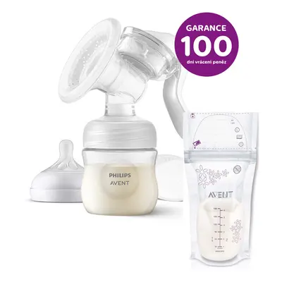 PHILIPS AVENT - Odsávačka mateř. mléka manuální + Sáčky na mateřské mléko 180 ml, 25 ks