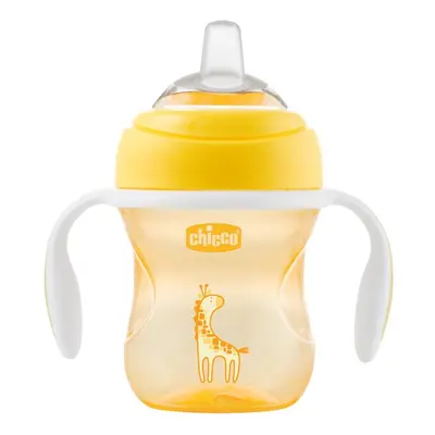 CHICCO - Hrnek Učíme se s držadly 200 ml, žlutý, 4 m +