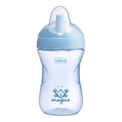 CHICCO - Hrnek Advanced se slámkovým náustkem 266 ml modrý 12m+