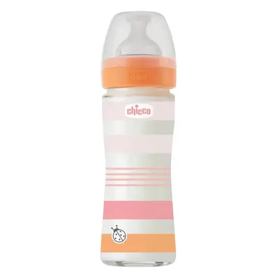 CHICCO - Láhev kojenecká sklo Well-being silikon 240ml děvče